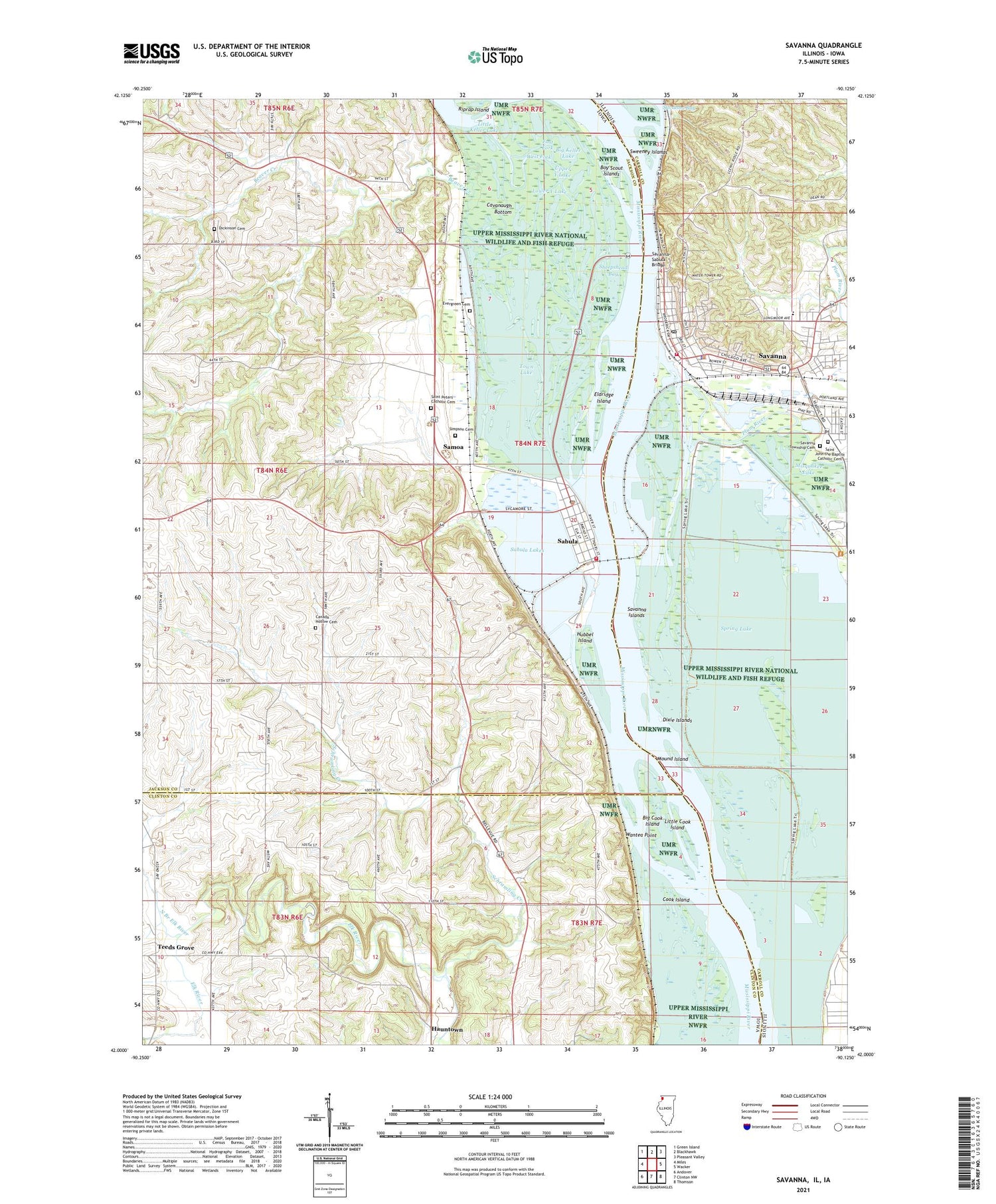 Savanna Illinois US Topo Map Image