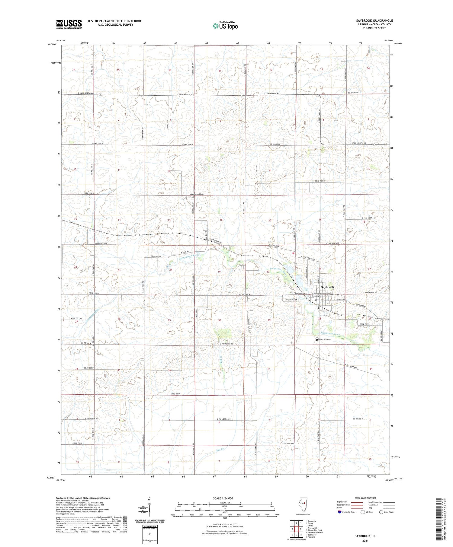 Saybrook Illinois US Topo Map Image
