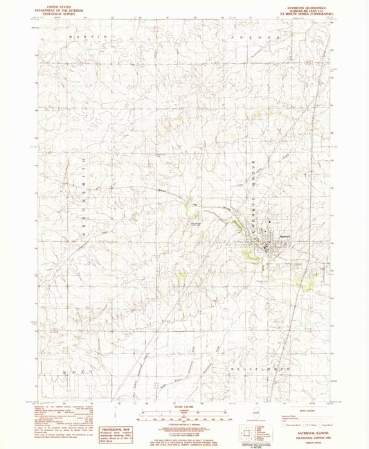 Classic USGS Saybrook Illinois 7.5'x7.5' Topo Map Image