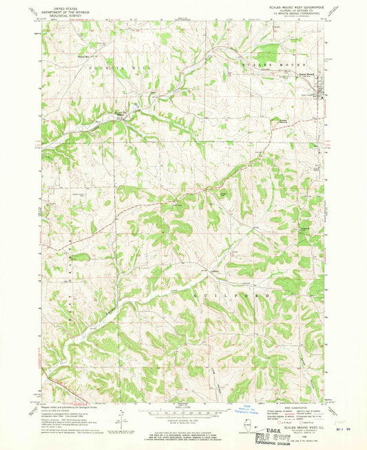 Classic USGS Scales Mound West Illinois 7.5'x7.5' Topo Map Image