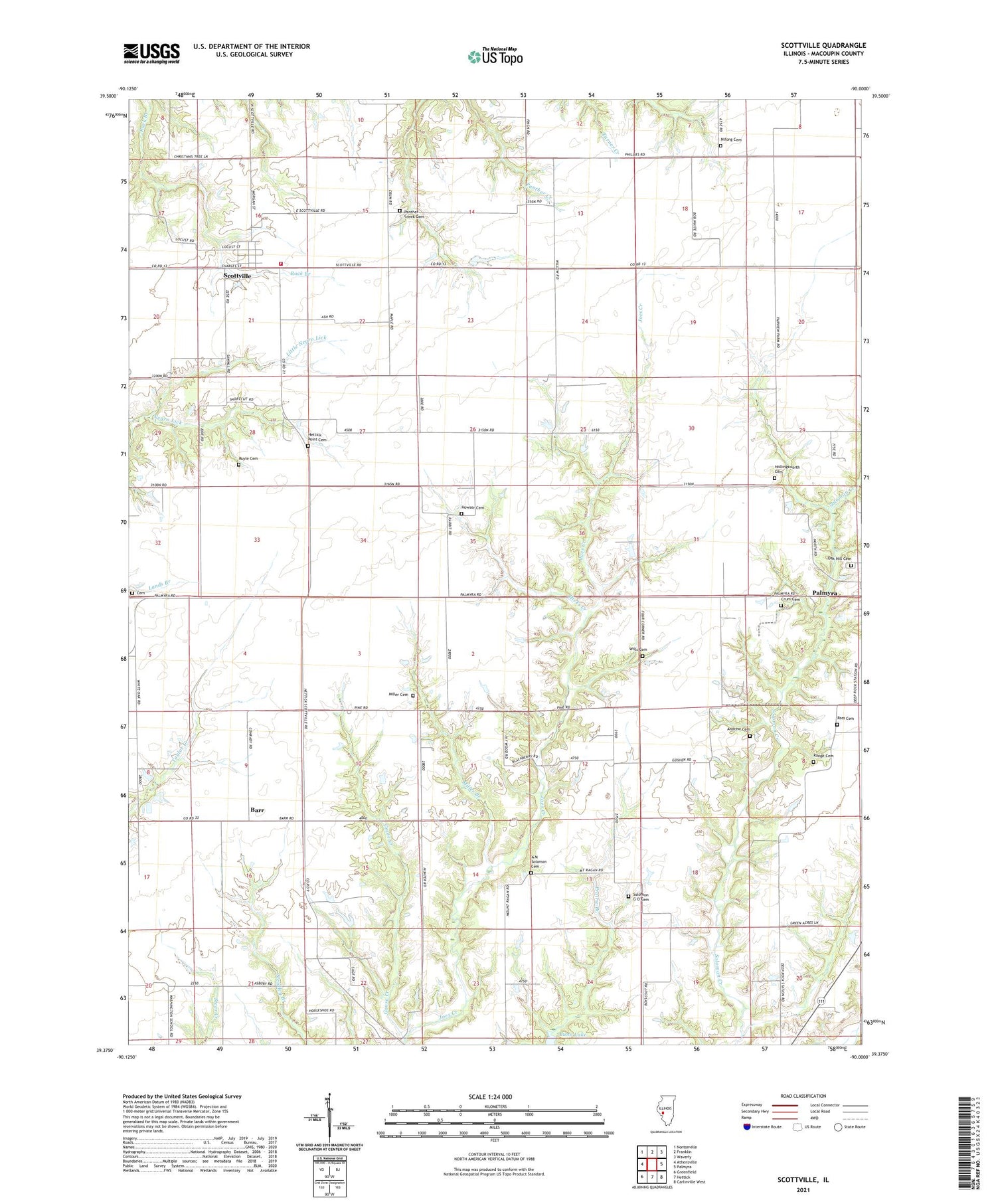 Scottville Illinois US Topo Map Image