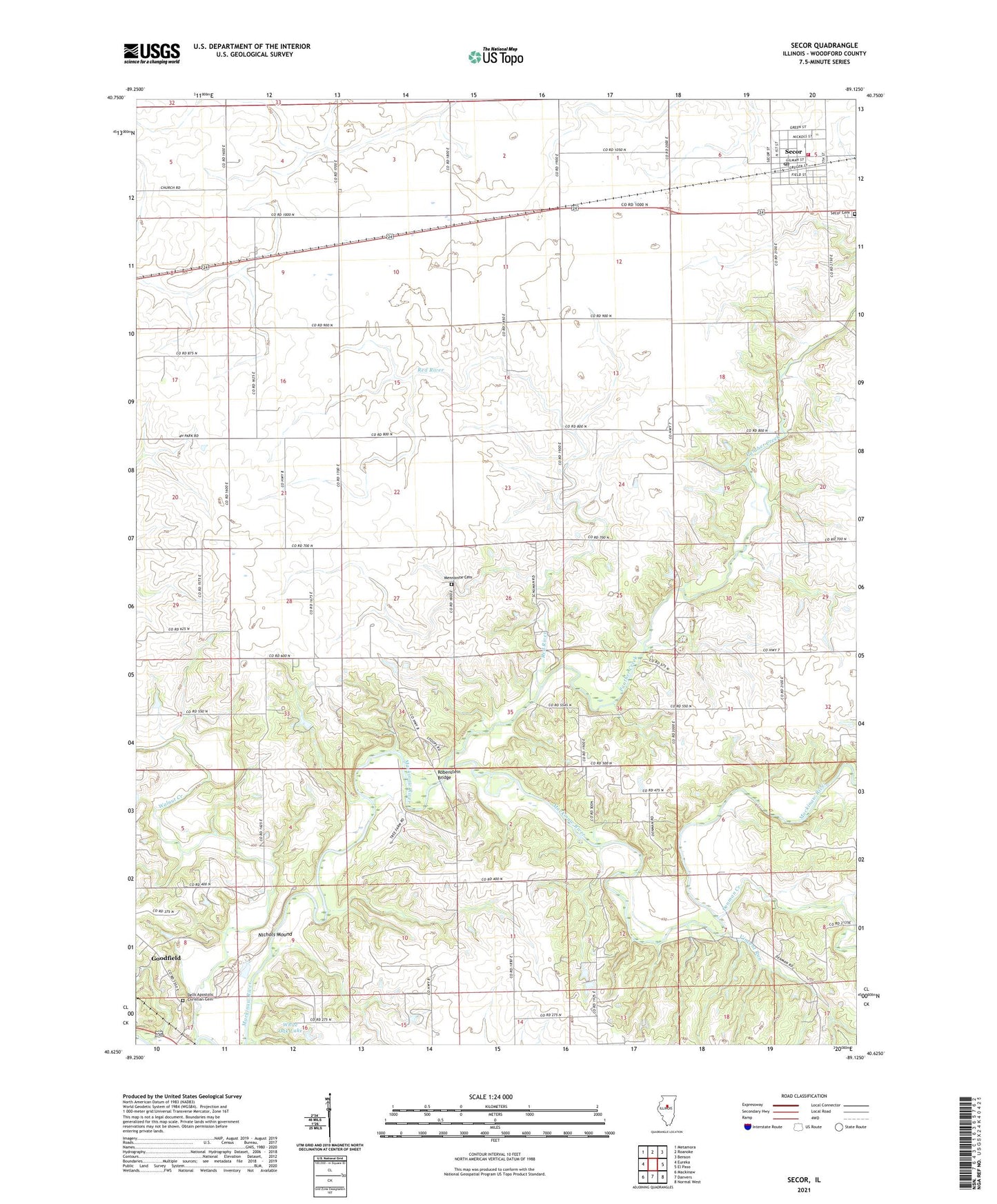 Secor Illinois US Topo Map Image