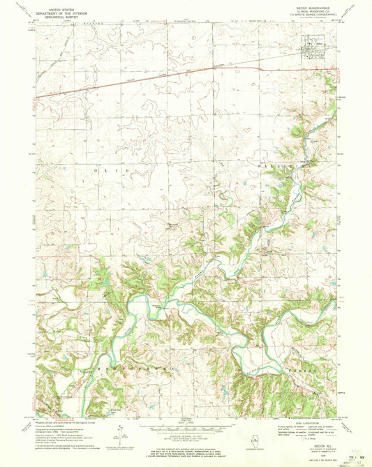 Classic USGS Secor Illinois 7.5'x7.5' Topo Map Image