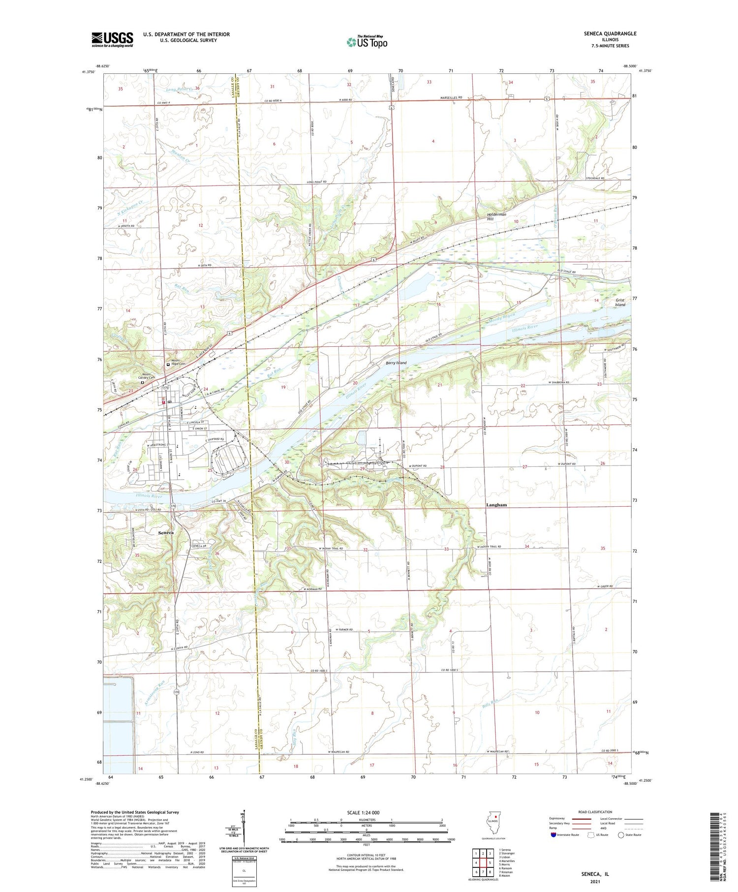 Seneca Illinois US Topo Map Image