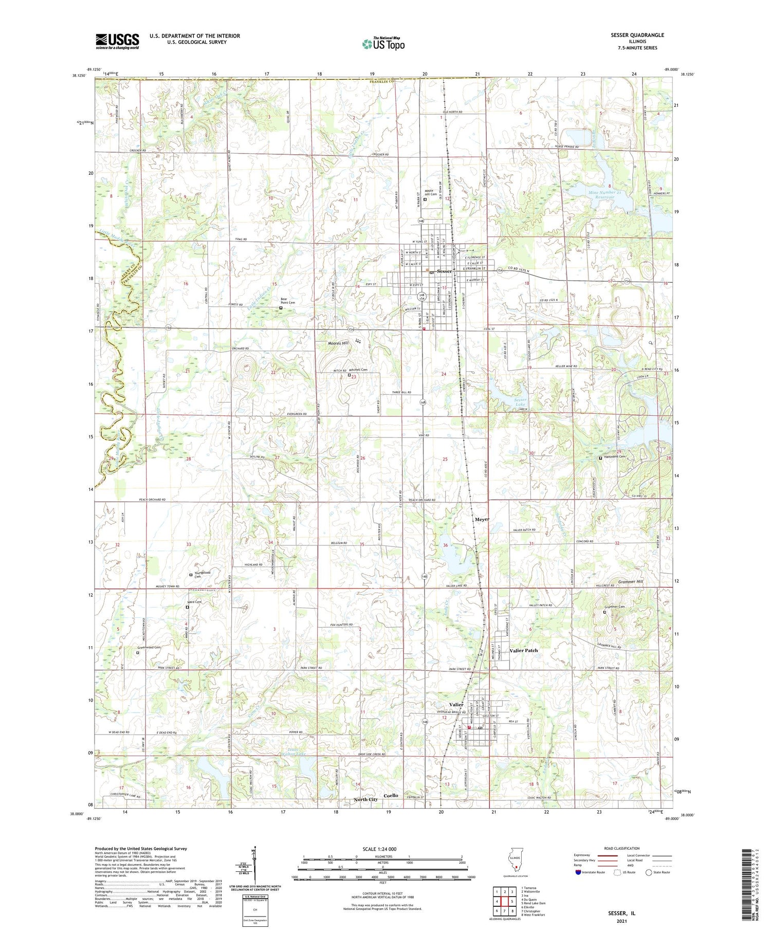 Sesser Illinois US Topo Map Image
