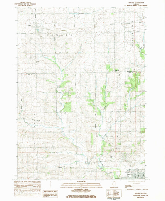 Classic USGS Seward Illinois 7.5'x7.5' Topo Map Image