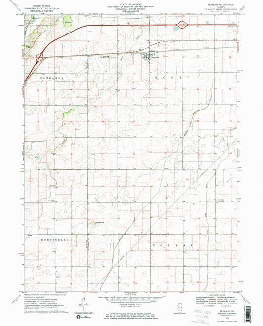 Classic USGS Seymour Illinois 7.5'x7.5' Topo Map Image