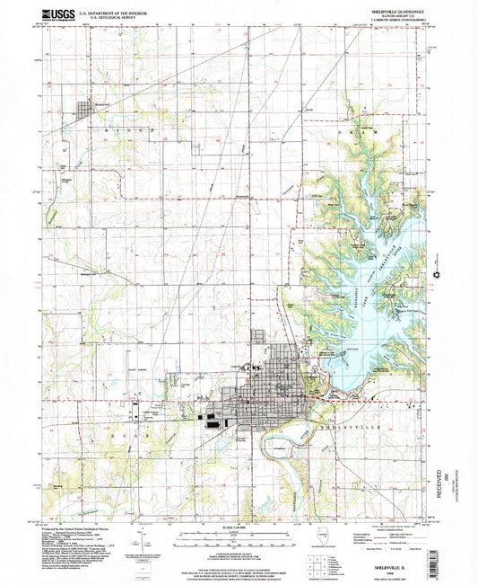 Classic USGS Shelbyville Illinois 7.5'x7.5' Topo Map Image