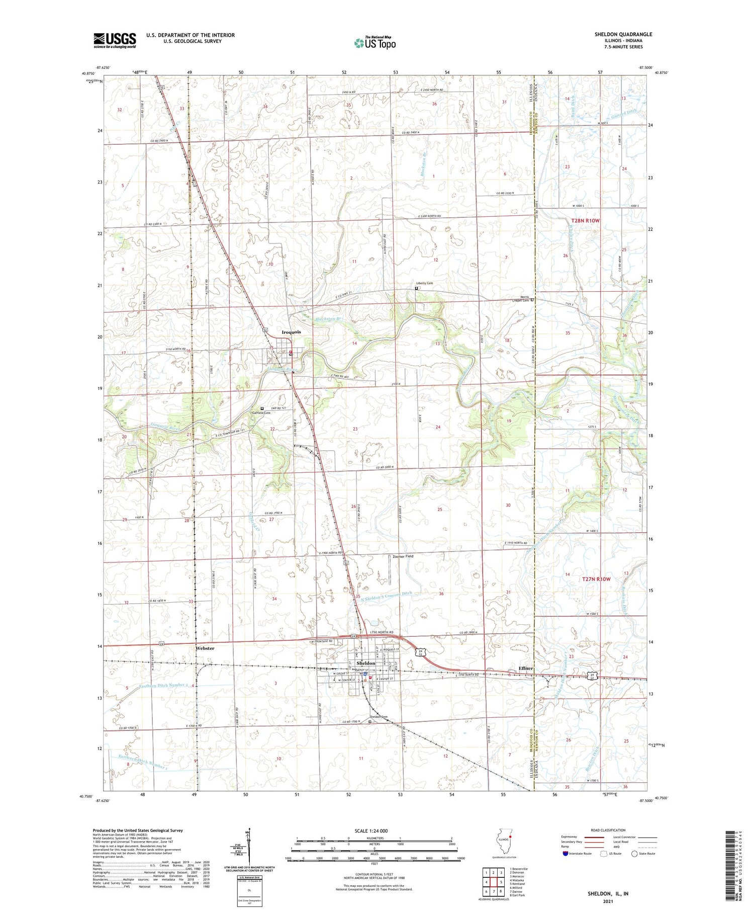 Sheldon Illinois US Topo Map Image