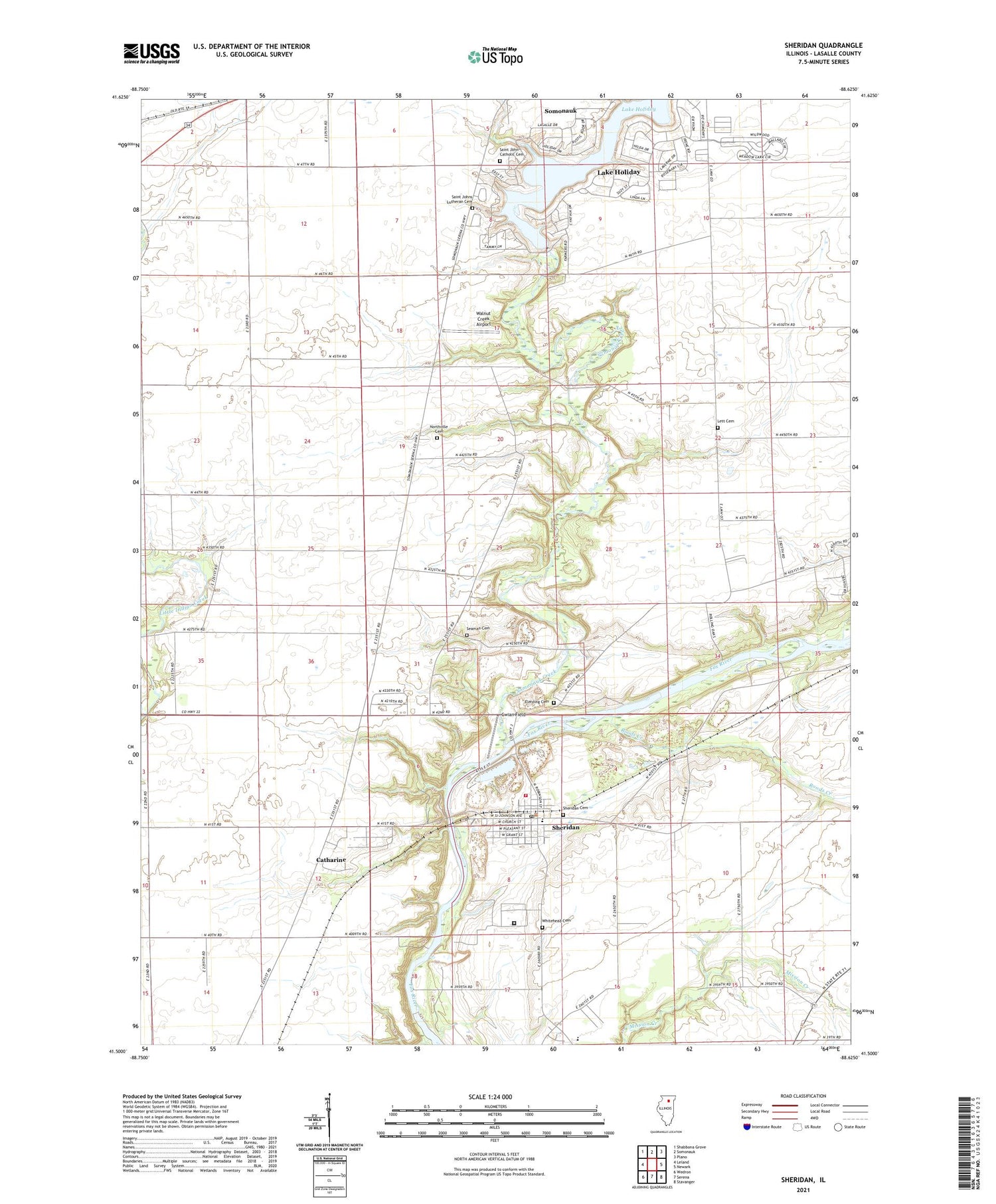 Sheridan Illinois US Topo Map Image
