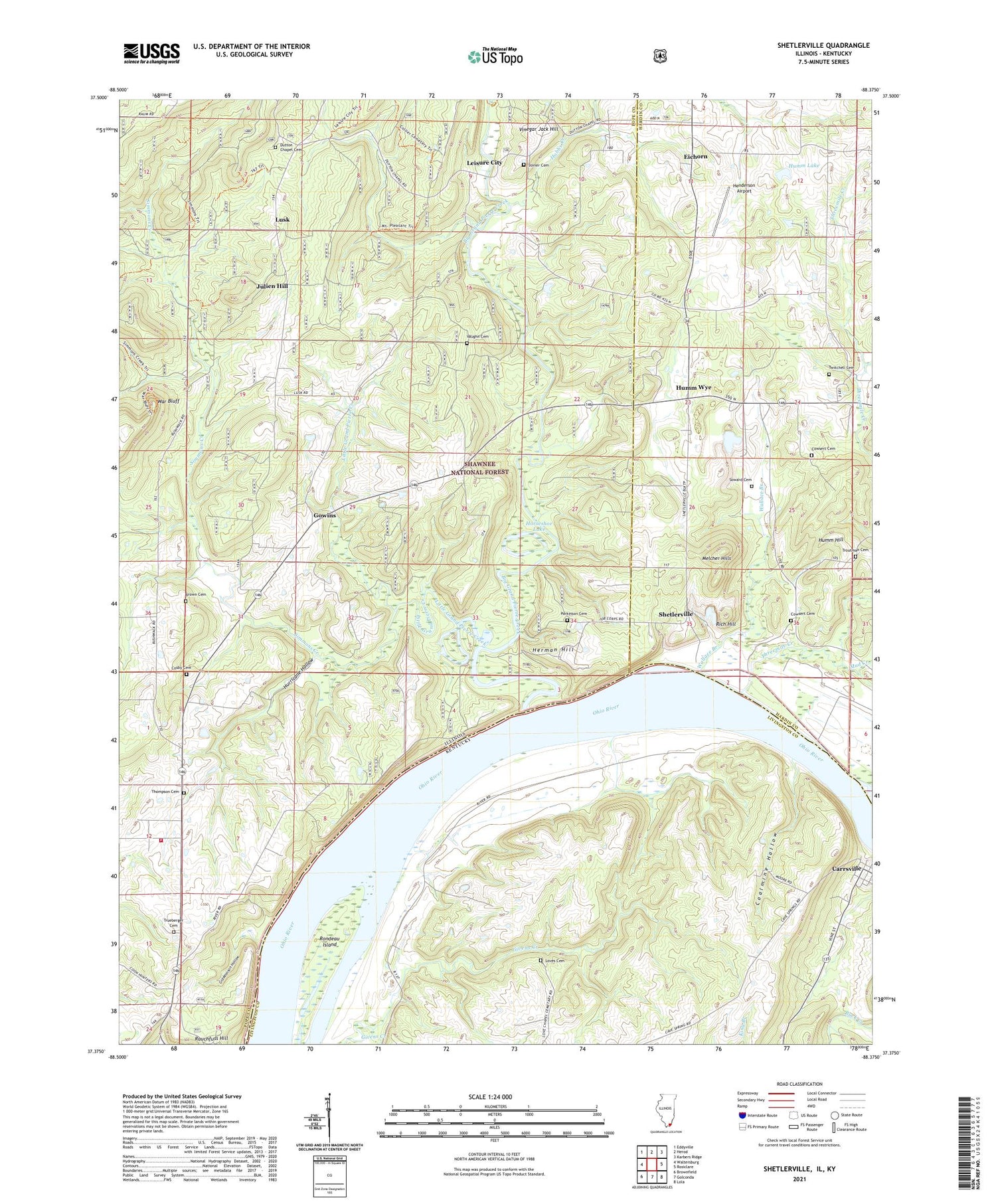 Shetlerville Illinois US Topo Map Image