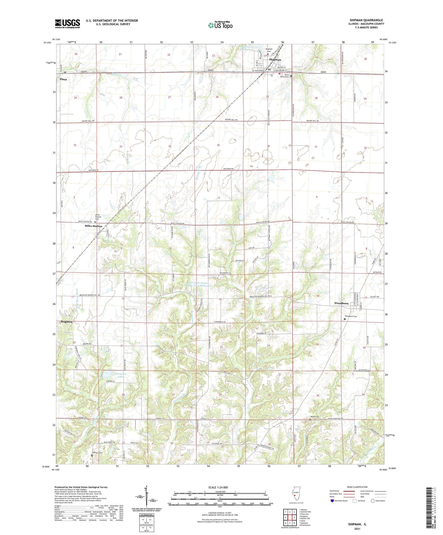 Shipman Illinois US Topo Map Image