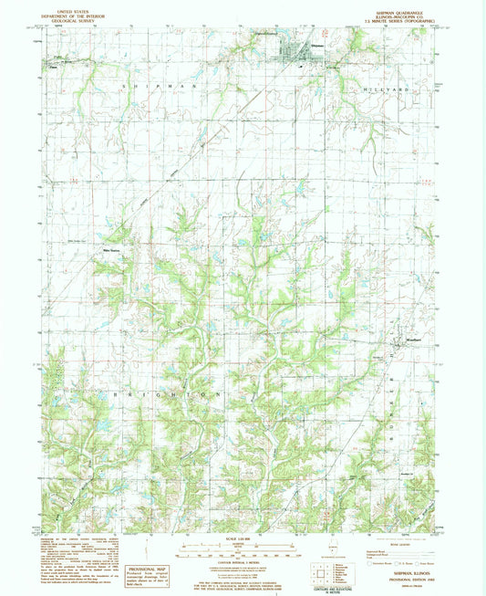 Classic USGS Shipman Illinois 7.5'x7.5' Topo Map Image