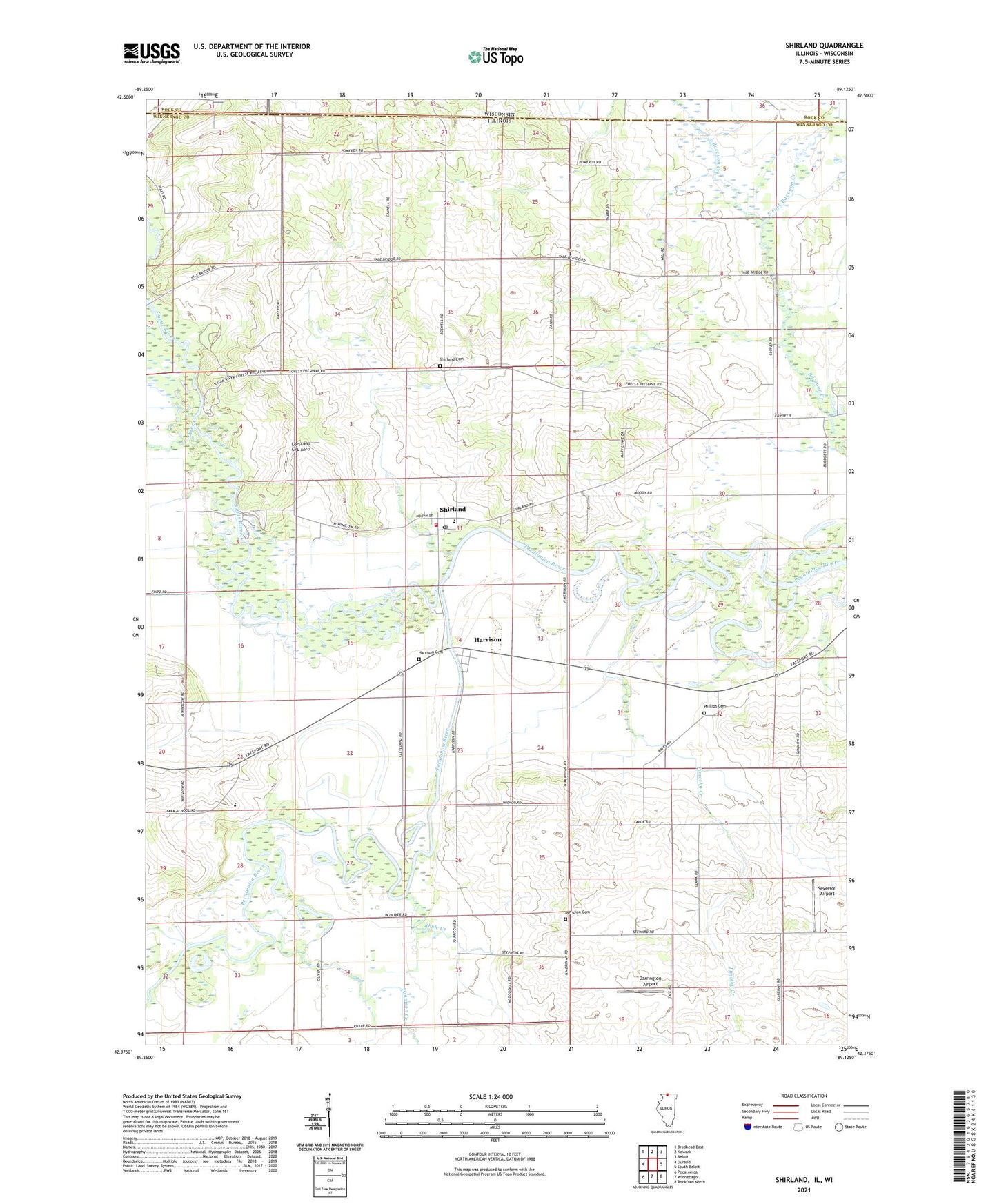 Shirland Illinois US Topo Map Image
