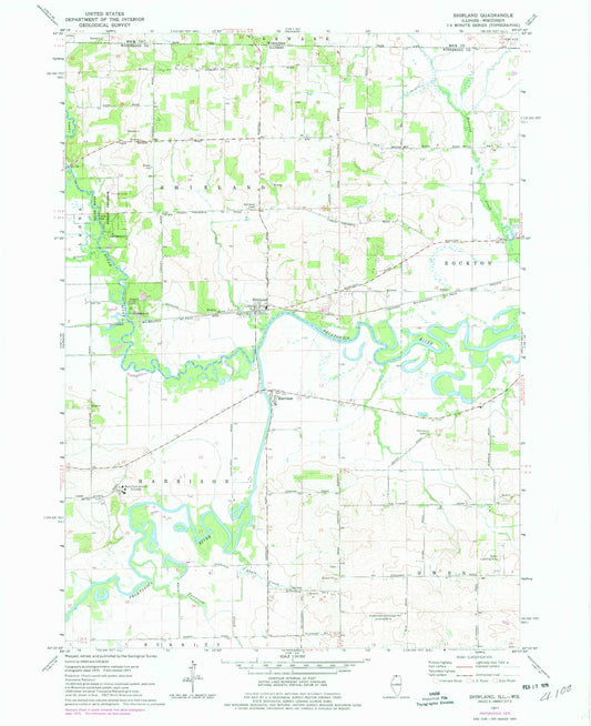 Classic USGS Shirland Illinois 7.5'x7.5' Topo Map Image