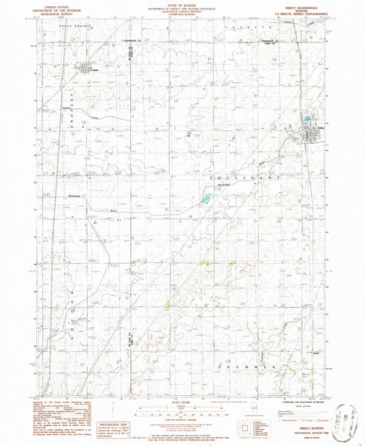 Classic USGS Sibley Illinois 7.5'x7.5' Topo Map Image
