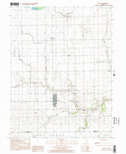 Classic USGS Sidell Illinois 7.5'x7.5' Topo Map Image