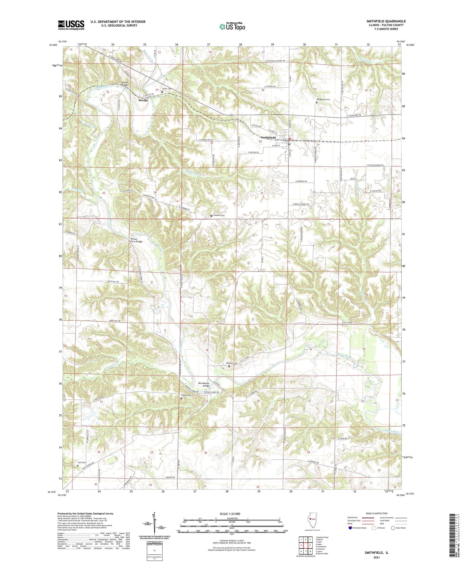 Smithfield Illinois US Topo Map Image
