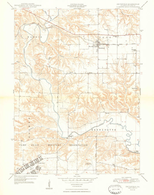 Classic USGS Smithfield Illinois 7.5'x7.5' Topo Map Image