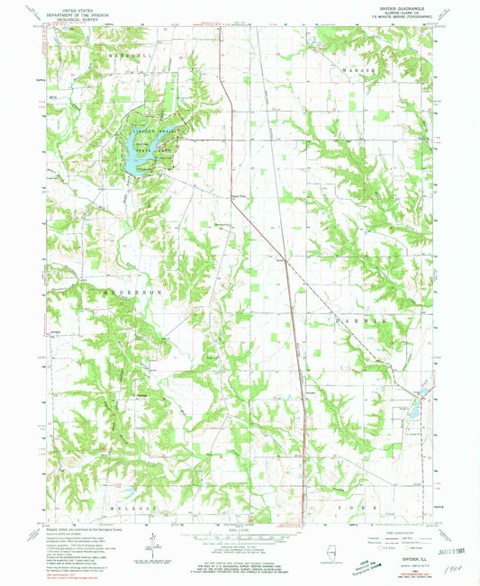 Classic USGS Snyder Illinois 7.5'x7.5' Topo Map Image