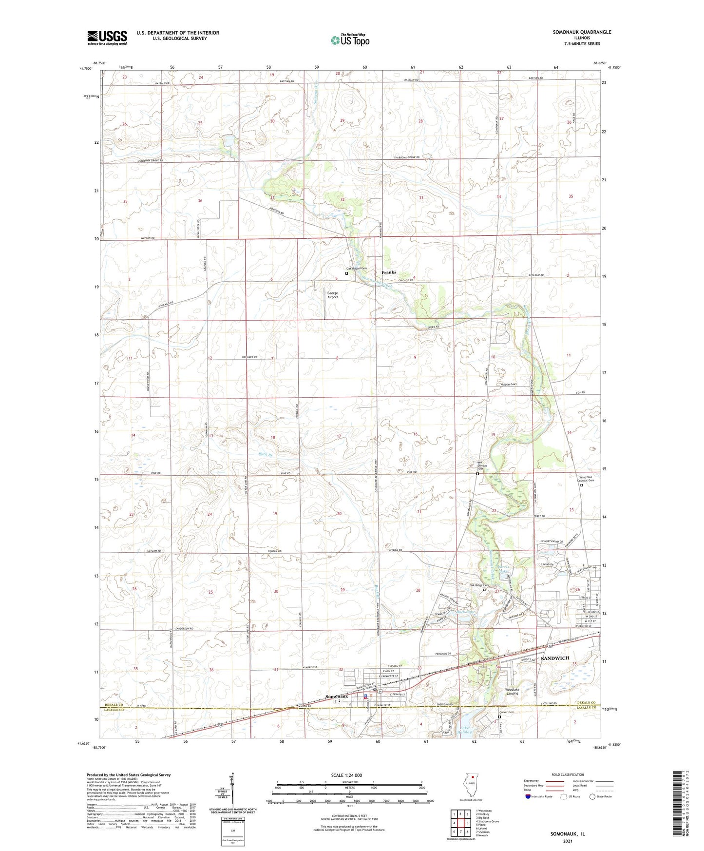 Somonauk Illinois US Topo Map Image
