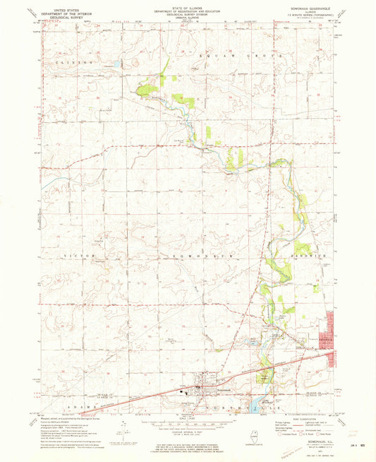 Classic USGS Somonauk Illinois 7.5'x7.5' Topo Map Image