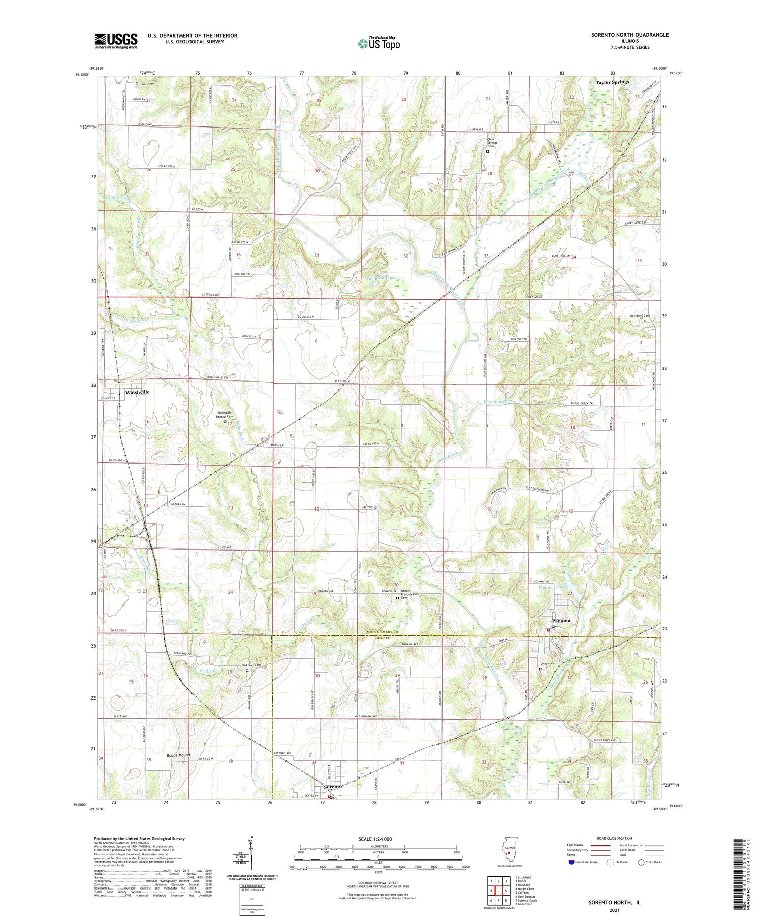 Sorento North Illinois US Topo Map Image