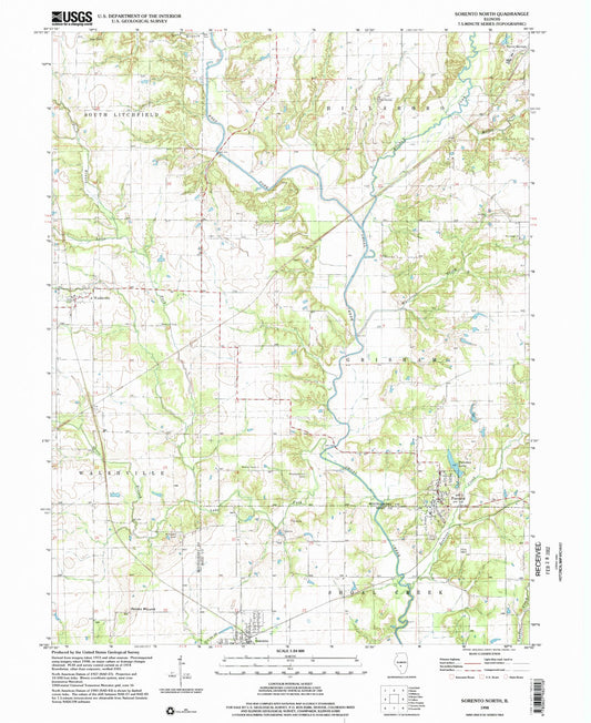 Classic USGS Sorento North Illinois 7.5'x7.5' Topo Map Image