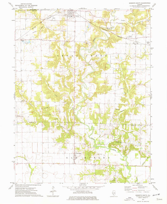 Classic USGS Sorento South Illinois 7.5'x7.5' Topo Map Image