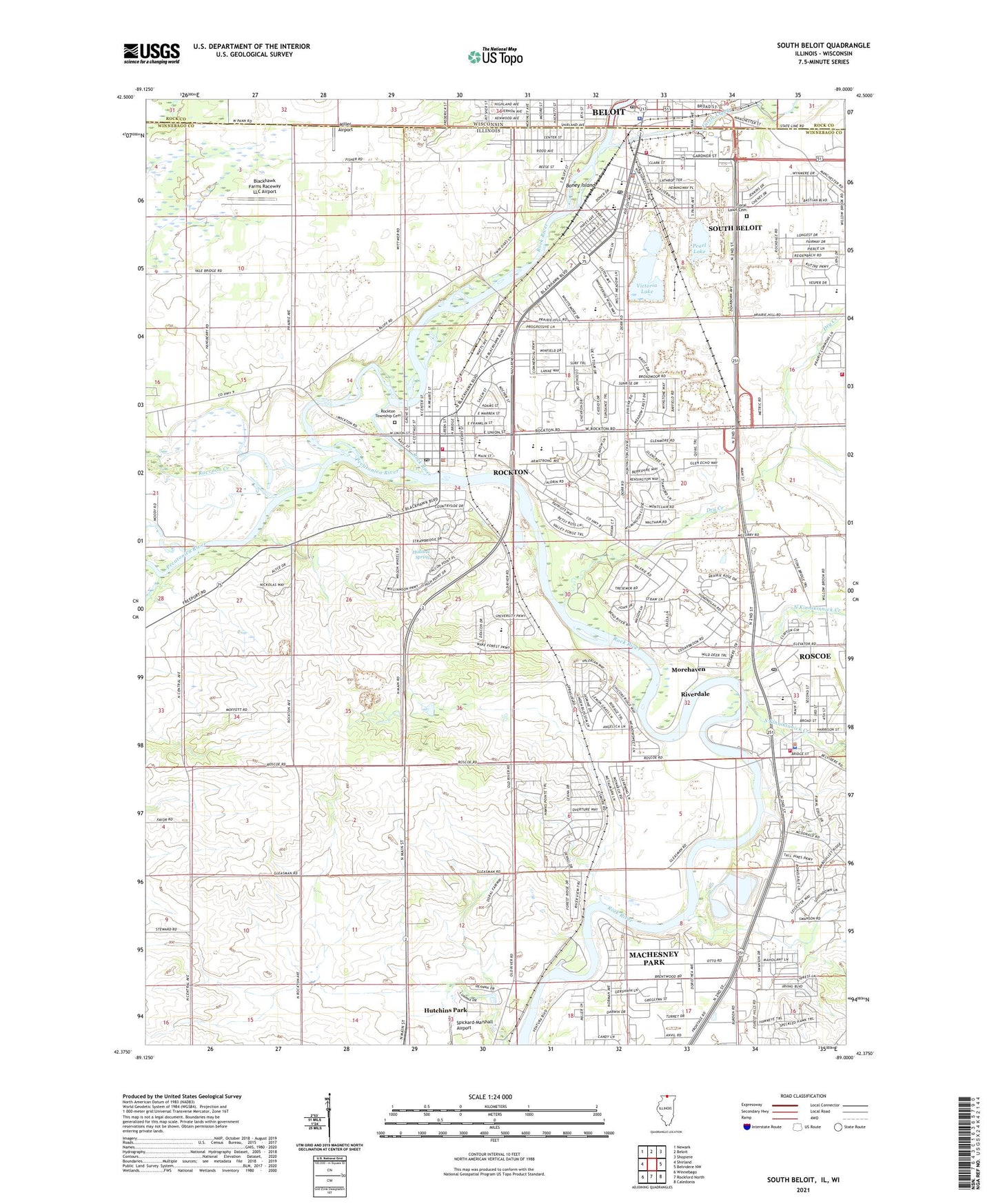 South Beloit Illinois US Topo Map Image