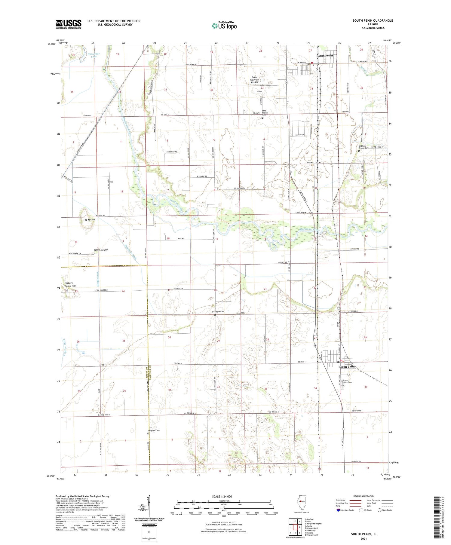 South Pekin Illinois US Topo Map Image