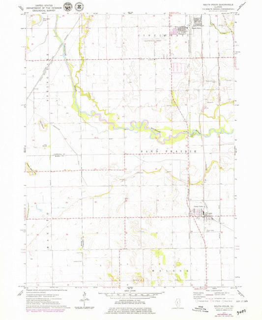 Classic USGS South Pekin Illinois 7.5'x7.5' Topo Map Image