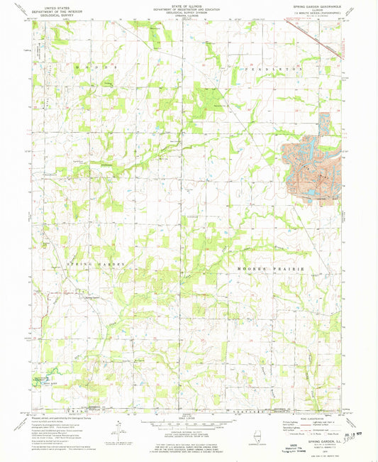 Classic USGS Spring Garden Illinois 7.5'x7.5' Topo Map Image
