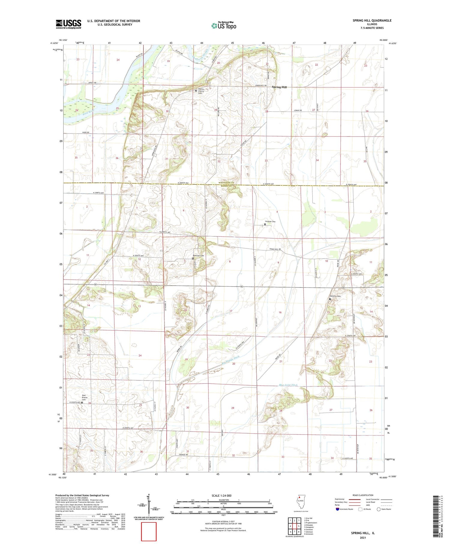Spring Hill Illinois US Topo Map Image