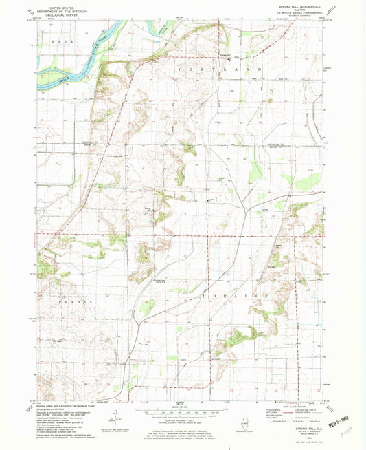 Classic USGS Spring Hill Illinois 7.5'x7.5' Topo Map Image