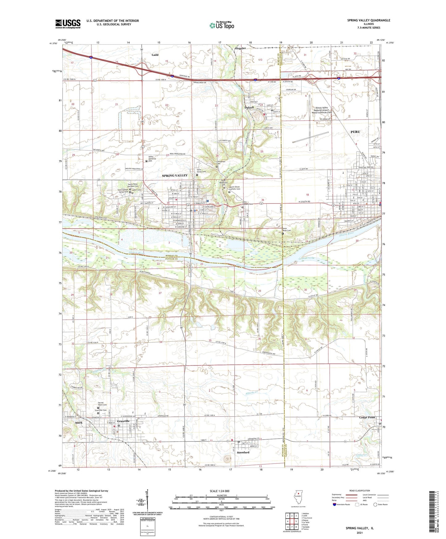 Spring Valley Illinois US Topo Map Image