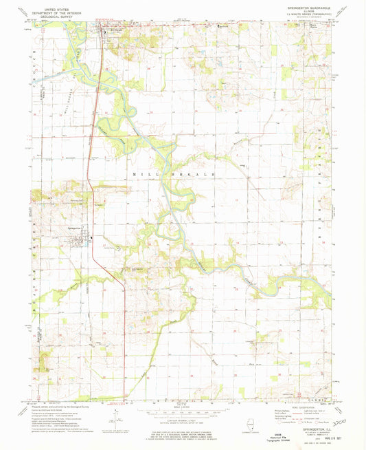 Classic USGS Springerton Illinois 7.5'x7.5' Topo Map Image