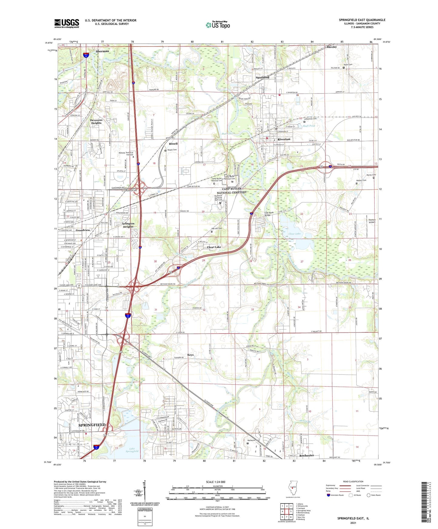 Springfield East Illinois US Topo Map Image