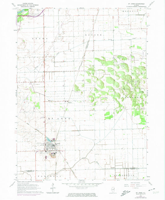 Classic USGS Saint Anne Illinois 7.5'x7.5' Topo Map Image