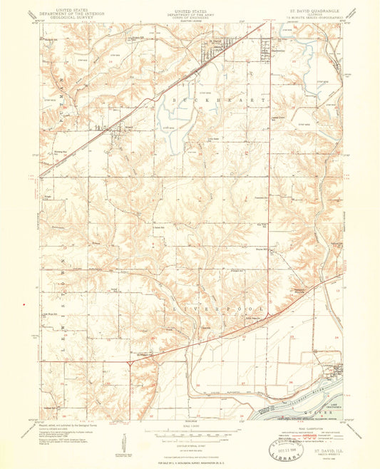 Classic USGS Saint David Illinois 7.5'x7.5' Topo Map Image