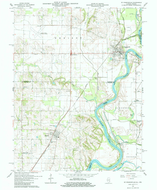 Classic USGS Saint Francisville Illinois 7.5'x7.5' Topo Map Image
