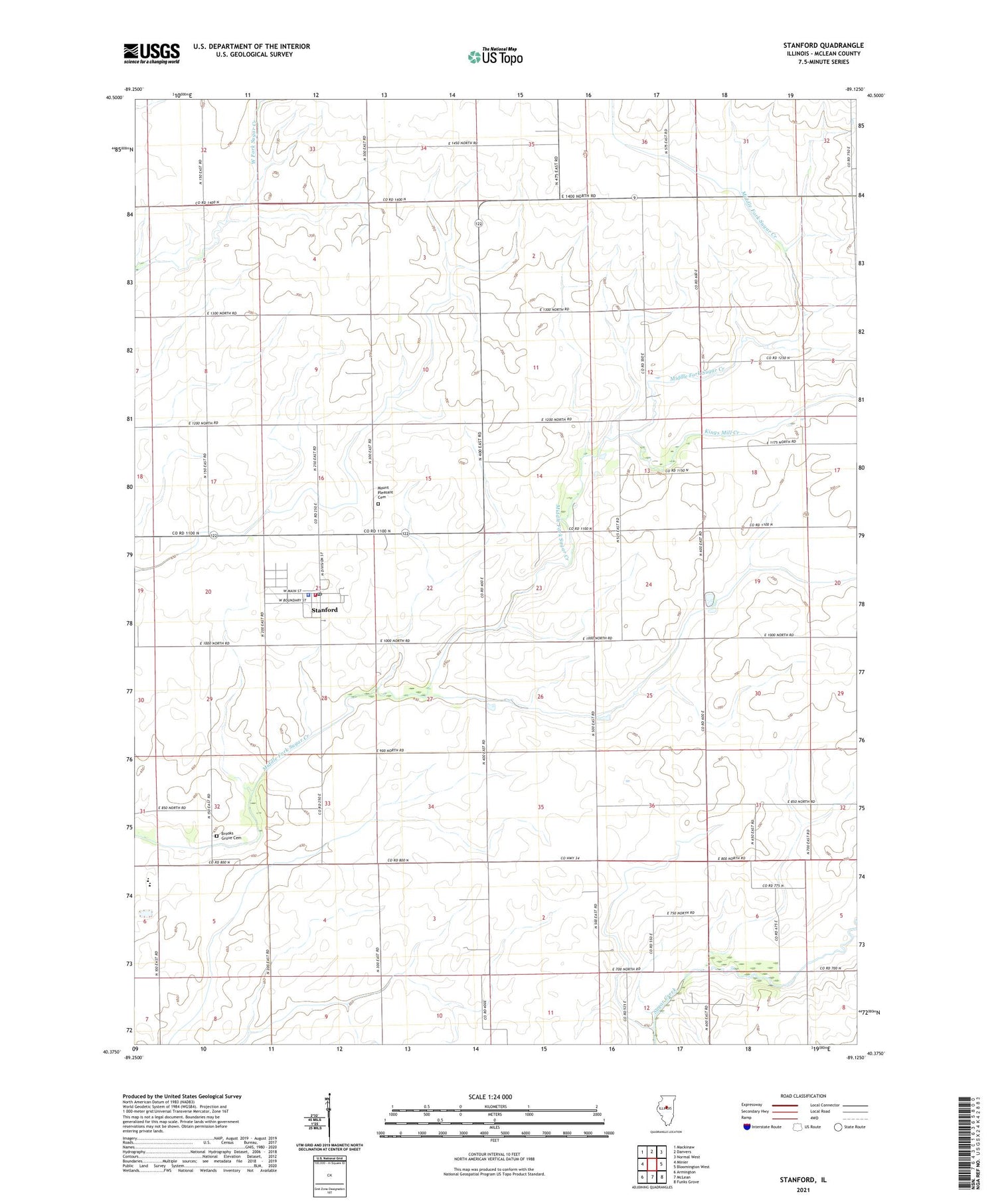 Stanford Illinois US Topo Map Image