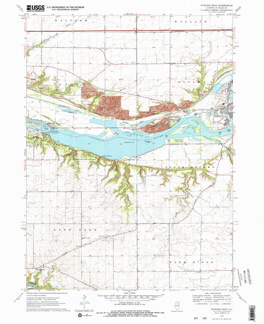 Classic USGS Starved Rock Illinois 7.5'x7.5' Topo Map Image
