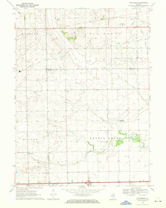Classic USGS Stavanger Illinois 7.5'x7.5' Topo Map Image