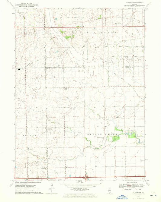 Classic USGS Stavanger Illinois 7.5'x7.5' Topo Map Image