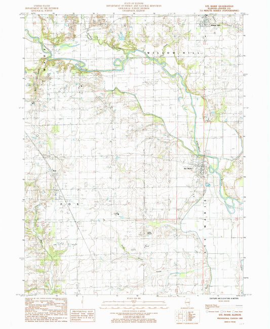 Classic USGS Sainte Marie Illinois 7.5'x7.5' Topo Map Image