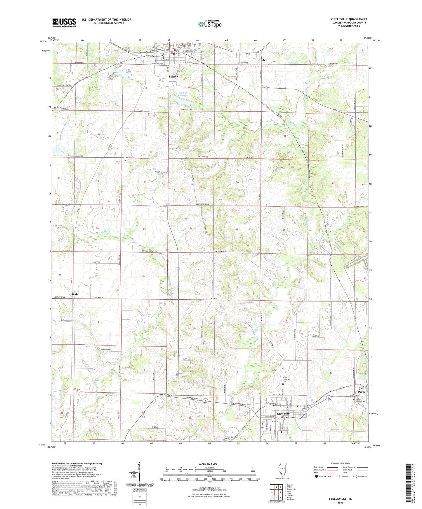 Steeleville Illinois US Topo Map Image