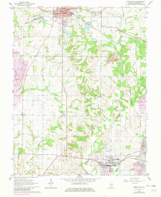 Classic USGS Steeleville Illinois 7.5'x7.5' Topo Map Image