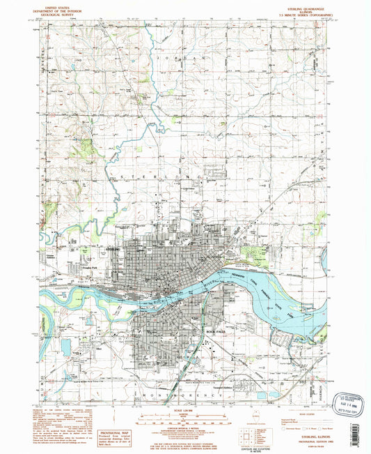 Classic USGS Sterling Illinois 7.5'x7.5' Topo Map Image
