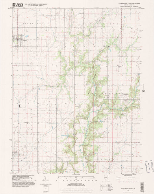 Classic USGS Stewardson East Illinois 7.5'x7.5' Topo Map Image